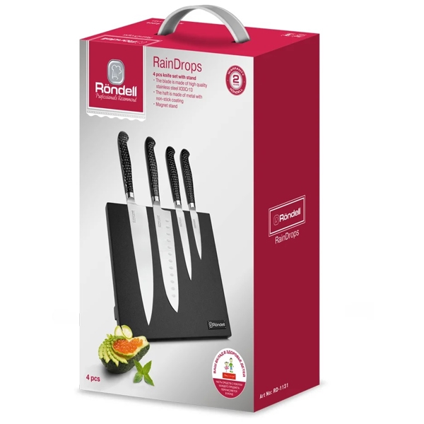 დანების ნაკრები Rondell RD 1131, Set of 4 knives, 4pcs, Black/Silver