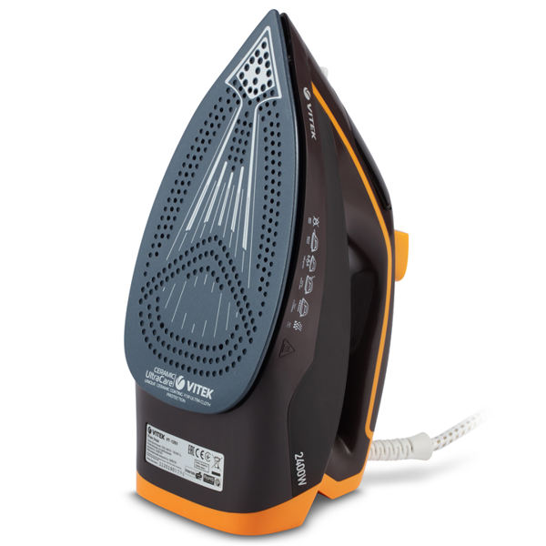 ორთქლის უთო Vitek VT 1261, 2400W, 300ML, Steam Iron, Black/Orange