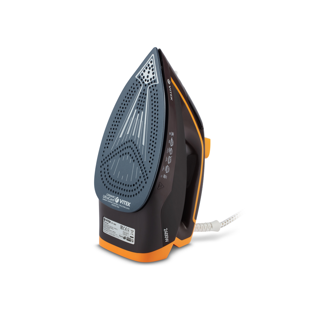 ორთქლის უთო Vitek VT 1261, 2400W, 300ML, Steam Iron, Black/Orange