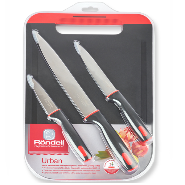 დანების ნაკრები Rondell RD 1010, Set of 3 Urban Knives, Silver/Black