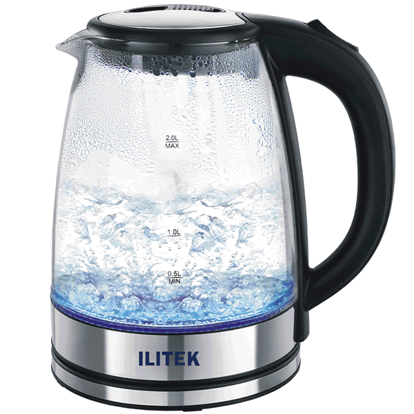 ILITEK IL 1019, 1500W, 2L, Electric Kettle, Black/Silver