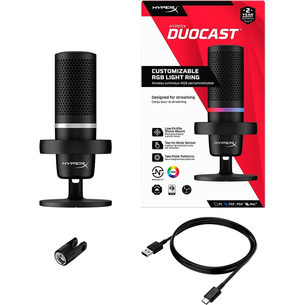 მიკროფონი HyperX 4P5E2AA DuoCast, Microphone, USB, Black