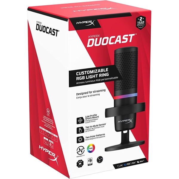 მიკროფონი HyperX 4P5E2AA DuoCast, Microphone, USB, Black