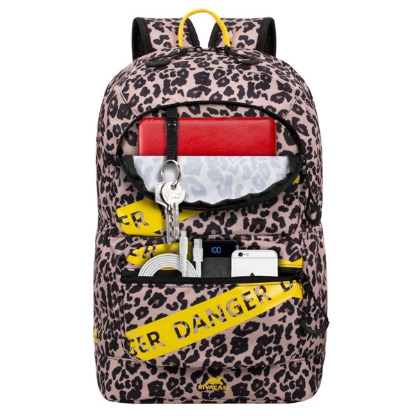 ნოუთბუქის ჩანთა Rivacase 5421, 14L, Backpack, Leopard