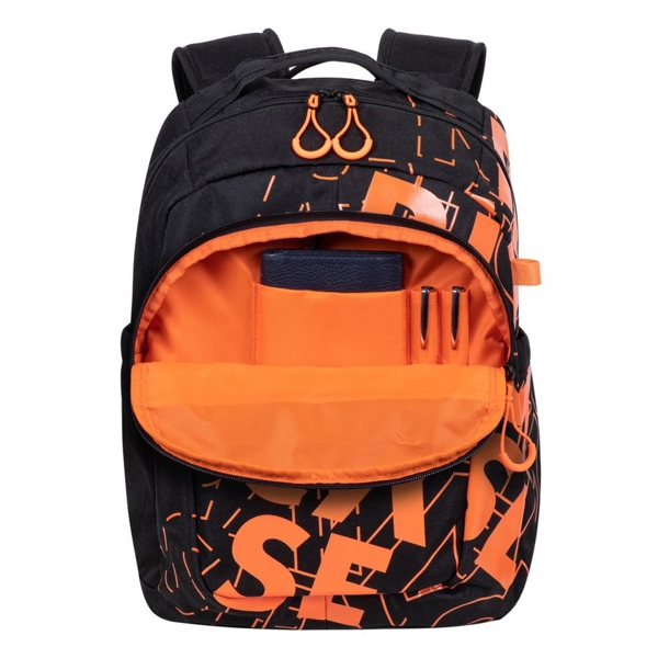 ნოუთბუქის ჩანთა Rivacase 5430, 30L, Backpack, Black/Orange