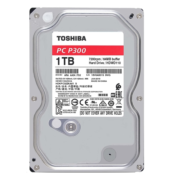 მყარი დისკი Toshiba TS-1T-SATA-P300, 1TB, 3.5", Internal Hard Drive