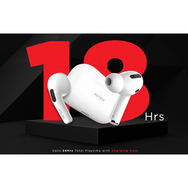 Intex 3993 Air Studs Alpha, Wireless Earbuds, Bluetooth, IPX5, White