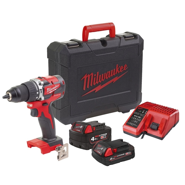 სახრახნისი Milwaukee M18CBLPD-422C, 18V, 4.0Ah, 1800Rpm, Red