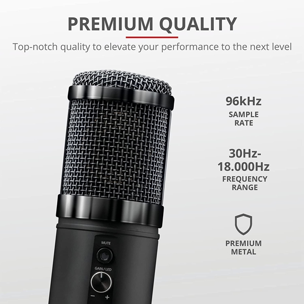 მიკროფონი Trust GXT 256 Exxo, Streaming Microphone, USB, Black