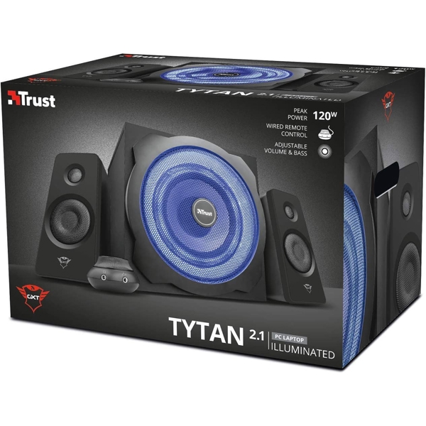 დინამიკი Trust GXT628, 2.1 Speakers with Subwoofer, 100-240V/120W, 3.5mm, Black