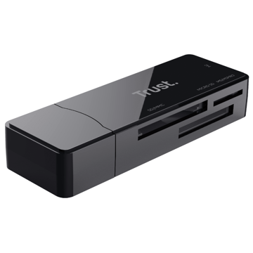 ბარათის წამკითხველი Trust Nanga USB-A to M2 / SD Card Reader, Black