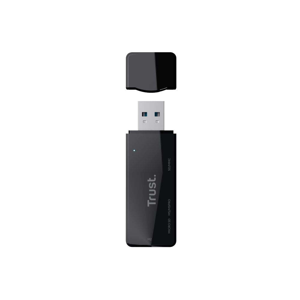 ბარათის წამკითხველი Trust Nanga USB-A to M2 / SD Card Reader, Black
