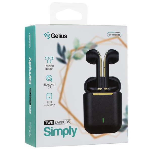 ყურსაამენი Gelius GP-TWS023B, Wireless Earbuds, Bluetooth, Black