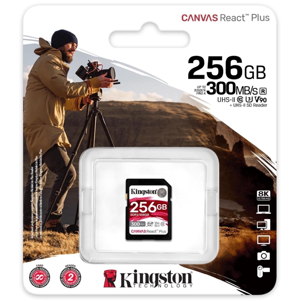 მეხსიერების ბარათი Kingston SDR2/256GB, 256GB, SDXC, C10, UHS-II, U3, Black