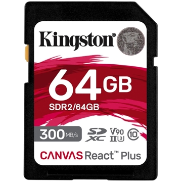 მეხსიერების ბარათი Kingston SDR2/64GB, 64GB, SDXC, C10, UHS-II, U3, Black 