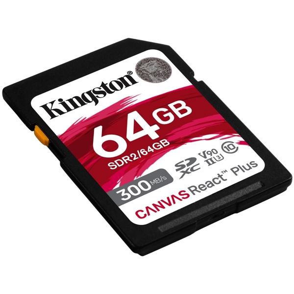 მეხსიერების ბარათი Kingston SDR2/64GB, 64GB, SDXC, C10, UHS-II, U3, Black 