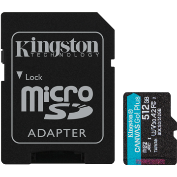 მეხსიერების ბარათი Kingston SDCG3/512GB Canvas Go Plus, 512GB, MicroSDXC, C10, UHS-I, Black