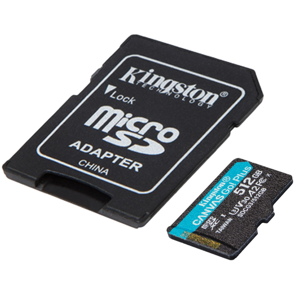 მეხსიერების ბარათი Kingston SDCG3/512GB Canvas Go Plus, 512GB, MicroSDXC, C10, UHS-I, Black