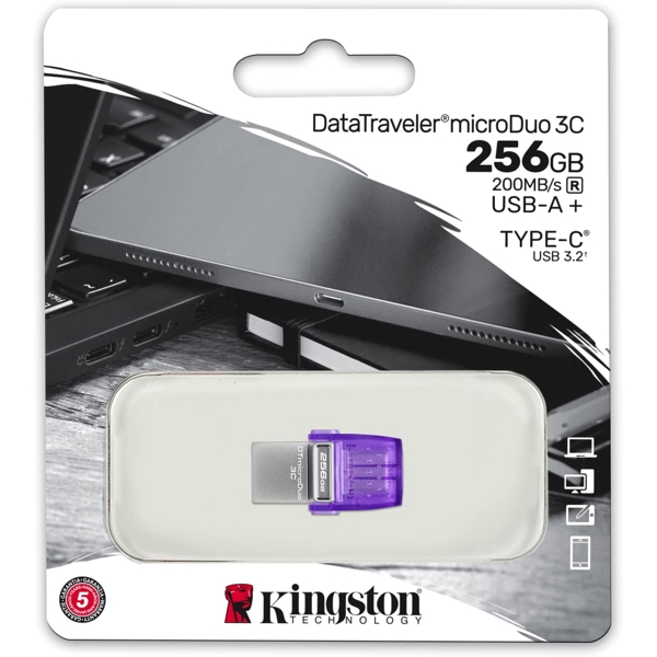 USB ფლეშ მეხსიერება Kingston DTDUO3CG3/256GB, 256GB, USB 3.2 Gen 1, Purple