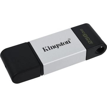 USB ფლეშ მეხსიერება Kingston DT80/256GB, 256GB, USB 3.2 Gen 1 Type-C, Black/Silver