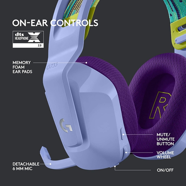 ყურსასმენი Logitech L981-000890 G733, headphones, Wireless, USB, Lilac