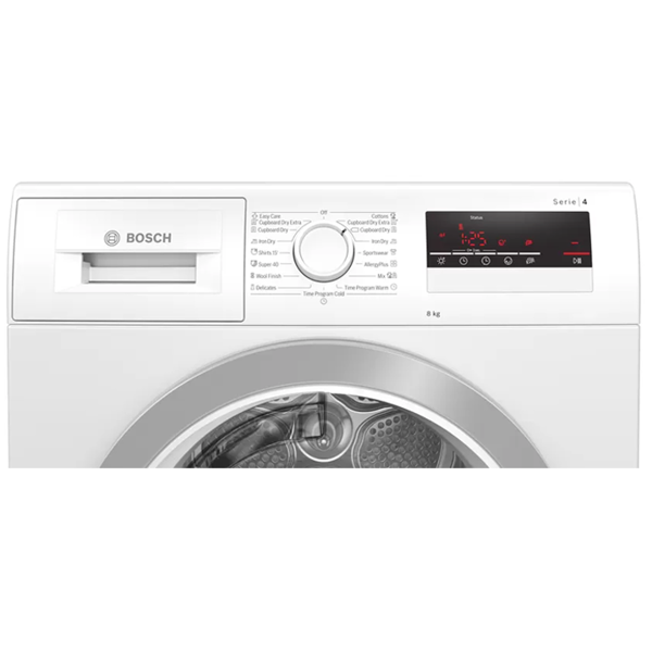 სარეცხი+საშრობი მანქანა Bosch WTN85423ME, 8Kg, B, 2600 Vt, 64Db, Washing+Dryer Machine, White