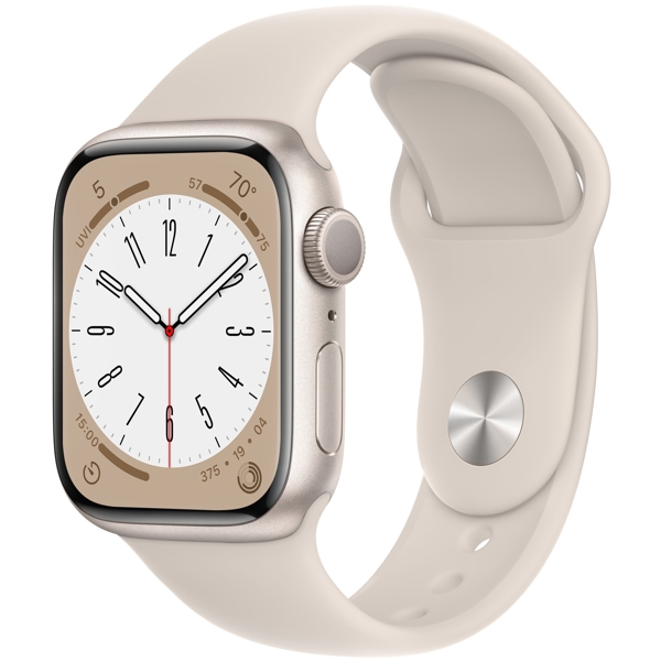 სმარტ საათი Apple MNP63RB/A Series 8, 1.69", 41mm, IPX6 Waterproof, Bluetooth, Wi-Fi, Smart Watch, Starlight