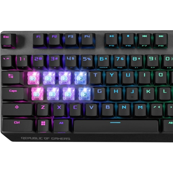 კლავიატურა Asus XA09 90MP02I6-BKRA00, Wireless, BT, USB, RGB, Gaming Keyboard, Black