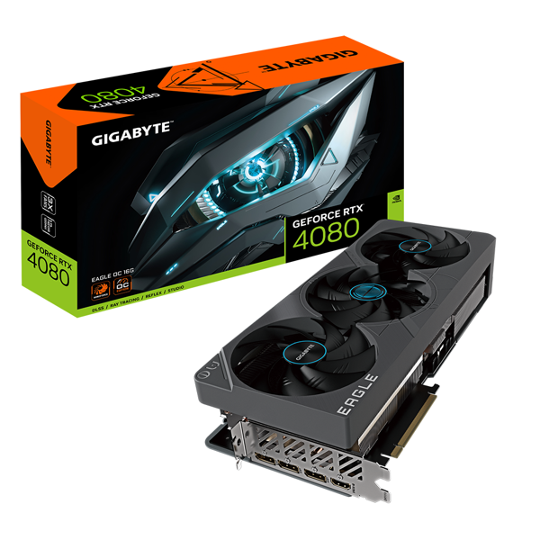 ვიდეო დაფა Gigabyte Eagle OC GeForce RTX4080, 16GB, 256bit, HDMI, DP, Grey