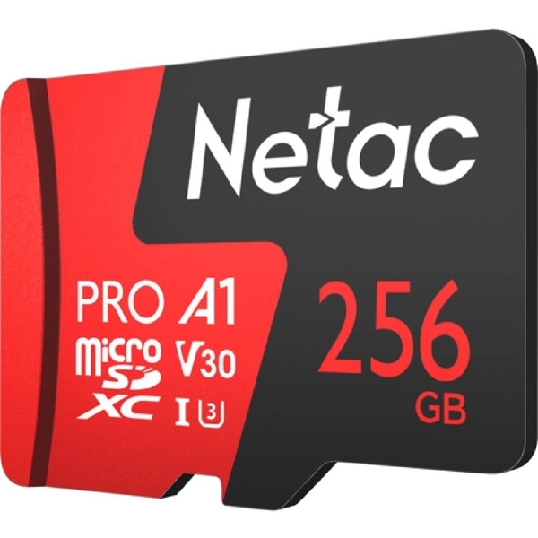 NT02P500PRO-256G-R, 256GB, MicroSDXC, C10, V30, A1, Black