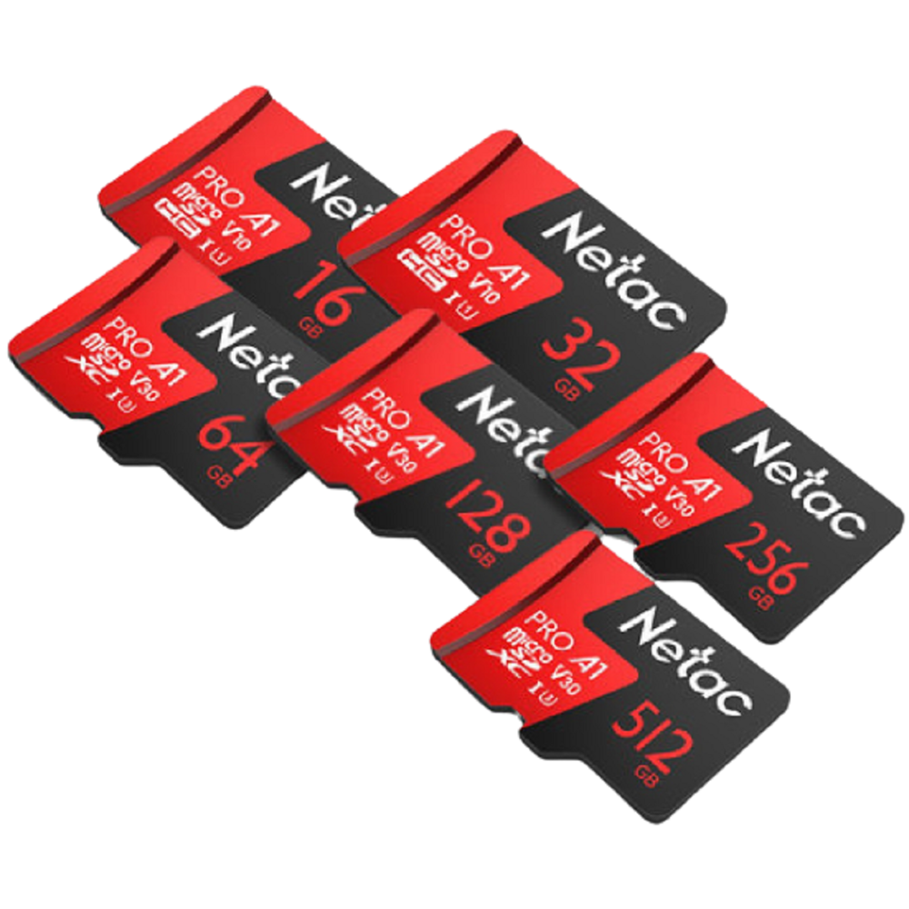 Netac NT02P500PRO-128G-R, 128GB, microSDXC, C10, V30, A1, Black