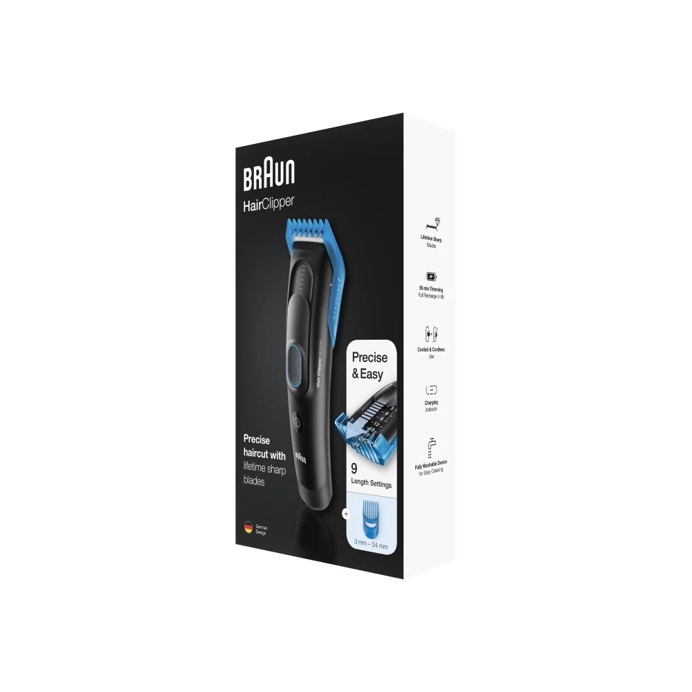 თმის საკრეჭი Braun HC5010, Hair Trimmer, Black/Blue