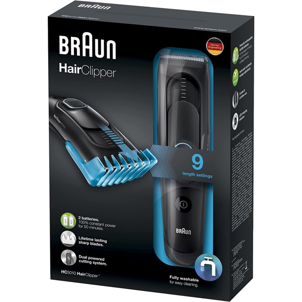 თმის საკრეჭი Braun HC5010, Hair Trimmer, Black/Blue