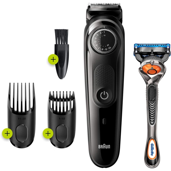 ტრიმერი Braun BT3242, Beard Trimmer with Gillette Fusion5 ProGlide razor, Gray