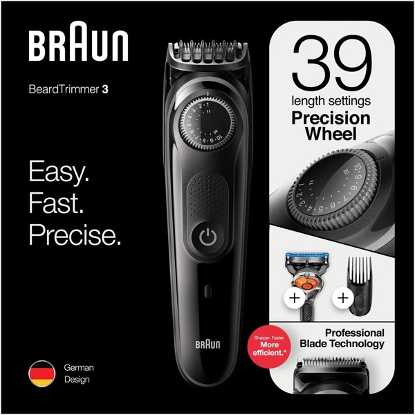 ტრიმერი Braun BT3242, Beard Trimmer with Gillette Fusion5 ProGlide razor, Gray