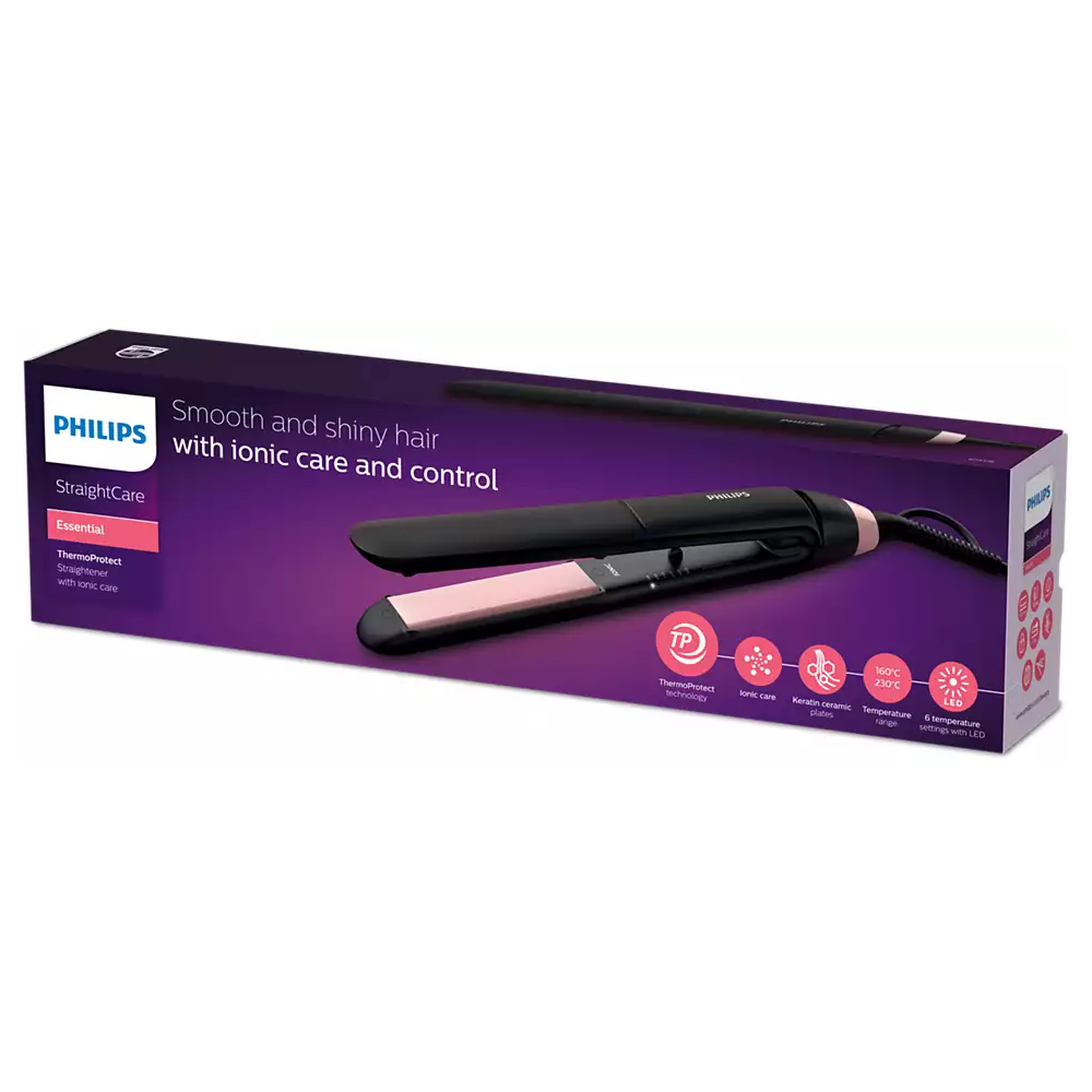 თმის უთო Philips BHS378/00, Hair Straightener, Black