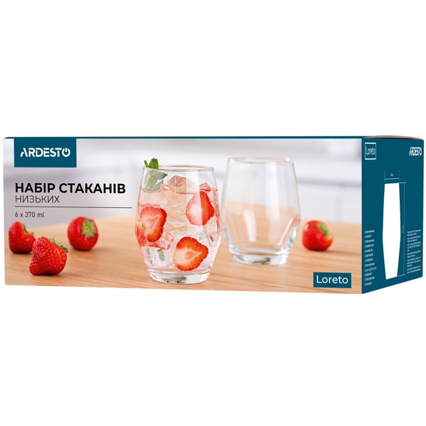 ჭიქების ნაკრები Ardesto AR2637LL, 370ml, 6 Pcs Low Glasses Set