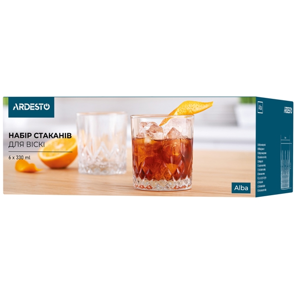 ვისკის ჭიქების ნაკრები Ardesto AR2633WA, 330ml, 6 Pcs Whiskey Glasses Set