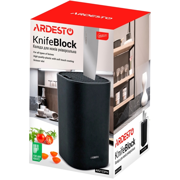 დანების ჩასაწყობი Ardesto AR2123PH, 23cm Knife Block, Black