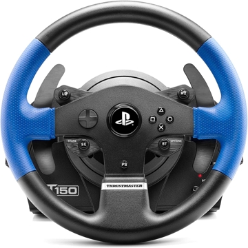 კომპიუტერული საჭე+პედლები Thrustmaster T150 Racing Wheel And Pedals, PC / PlayStation 3/4, Black/Blue