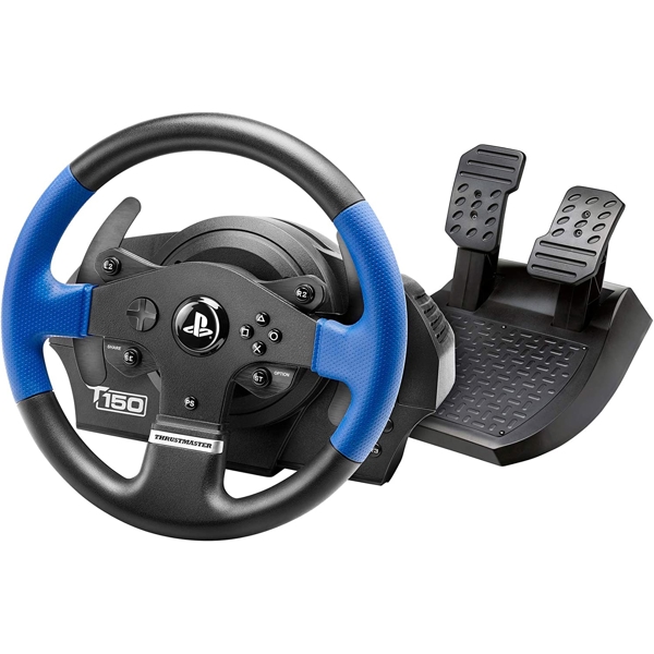 კომპიუტერული საჭე+პედლები Thrustmaster T150 Racing Wheel And Pedals, PC / PlayStation 3/4, Black/Blue