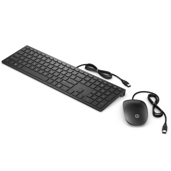 კლავიატურა+მაუსი HP 4CE97AA 400, Wired, USB, Keyboard And Mouse, Black