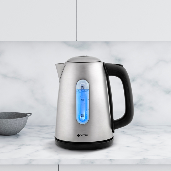 ელექტრო ჩაიდანი Vitek VT-7053, 2200W, 1.7L, Electric Kettle, Silver