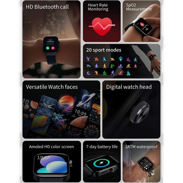 სმარტ სათი Xiaomi XPAW006 Mibro Color T1, 1.6", 2 ATM Waterproof, Bluetooth, Smart Watch, Black