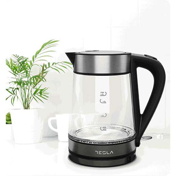 ელექტრო ჩაიდანი Tesla KT300X, 2200W, 1.7L, Electric Kettle, Glass/Inox