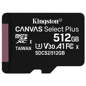 მეხსიერების ბარათი Kingston SDCS2/512GBSP, 512GB, SDXC, UHS-I, U3, Black