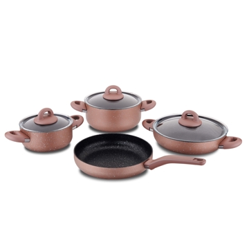 ქვაბების და ტაფების ნაკრები Korkmaz A2894, 7Pcs Set, Rosegold