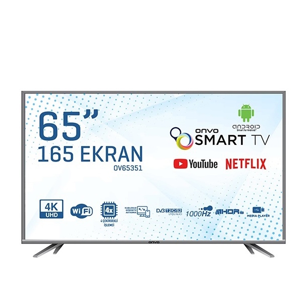 ტელევიზორი Onvo OV65351, 65", 4K UHD, Smart TV, Android, HDMI, USB, WIFI, Black