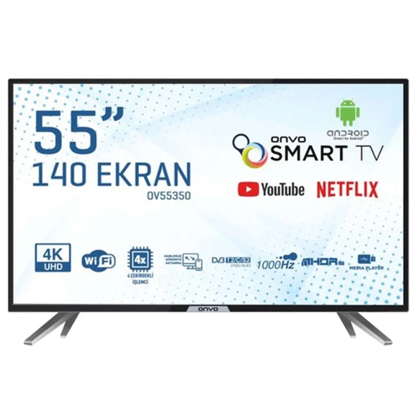 ტელევიზორი Onvo OV55350, 55", 4K UHD, Smart TV, Android, HDMI, USB, WIFI, Black