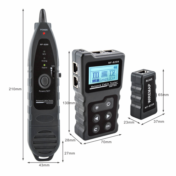 Noyafa NF-8209, Cable Tester, Black